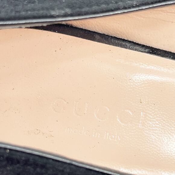 Gucci Marmont Black Suede GG Logo Kiltie Fringe Block Heel Loafer Pumps EU 37 - Picture 13 of 14